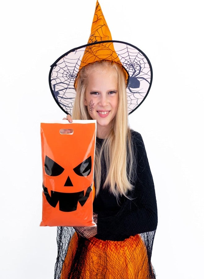 STEFORD 72PCS Large Halloween Pumpkin Face Trick or Treat Plastic Candy Bags,Jack-O-Lantern Halloween Goodie Bags Party Favors,11"x17" - Image 4